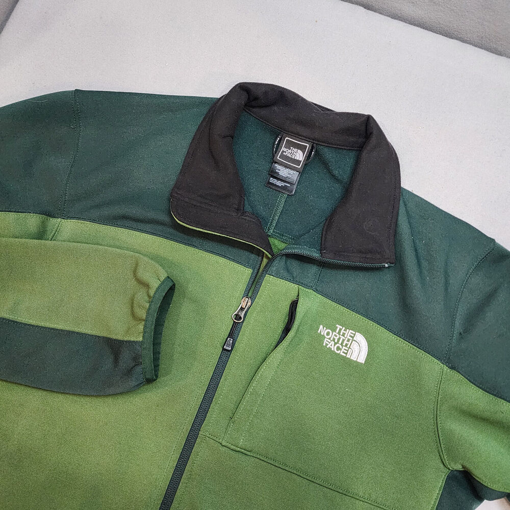 The North Face Windwall Jacket Mens L Green‎ Zip Pockets Softshell Fleece Lined